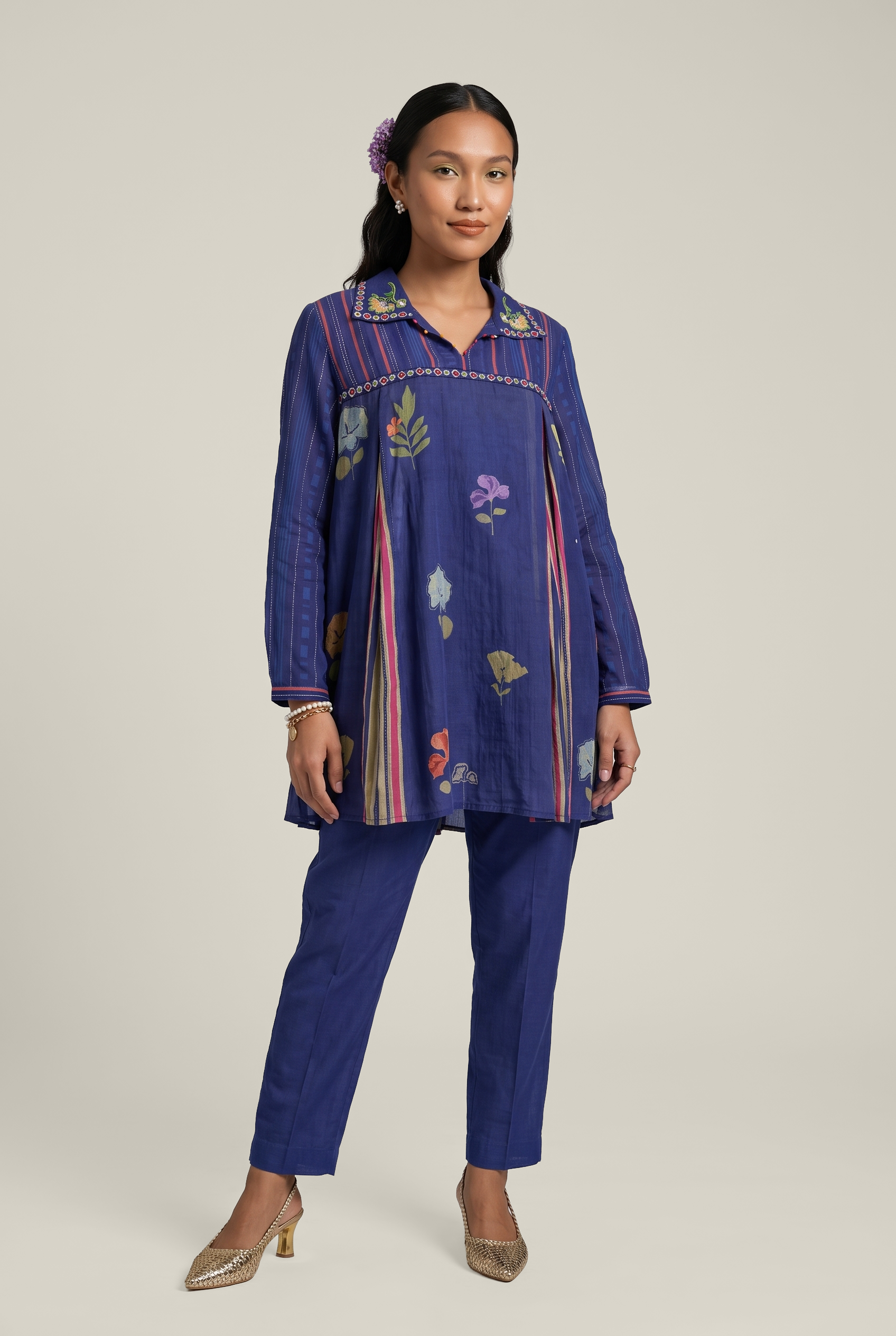 Phulkari top - Blue