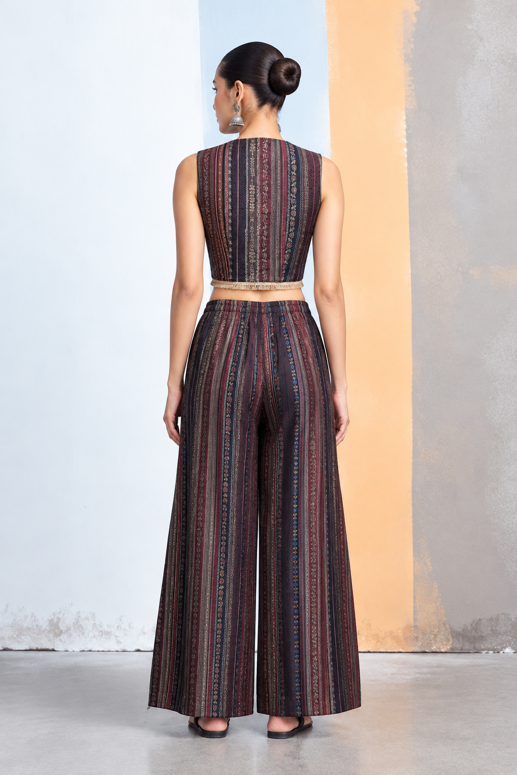 Rekh Kalamkari-inspired Co-ord Set with Jacket - Black