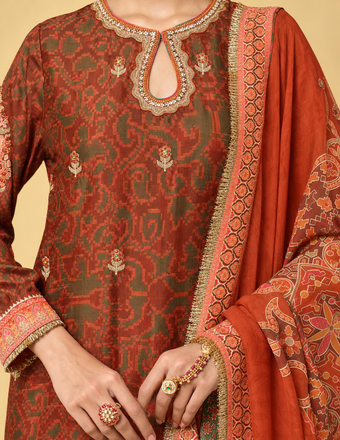 Gul Sharara Set with Dupatta-Orange