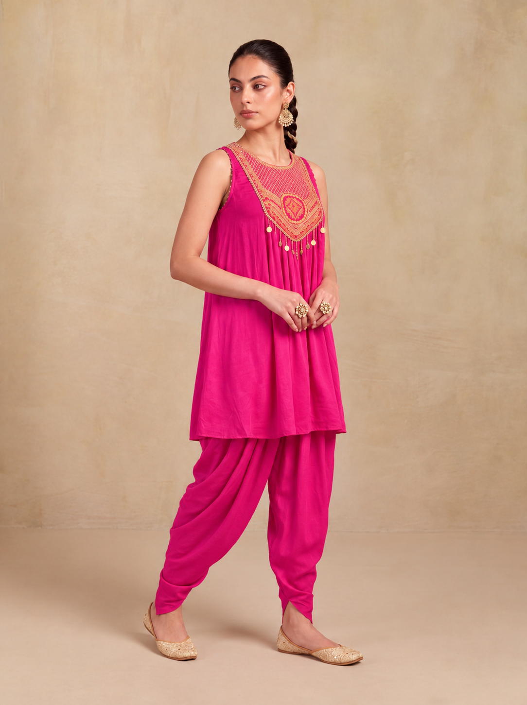 Oorja Dhoti  Set-Pink