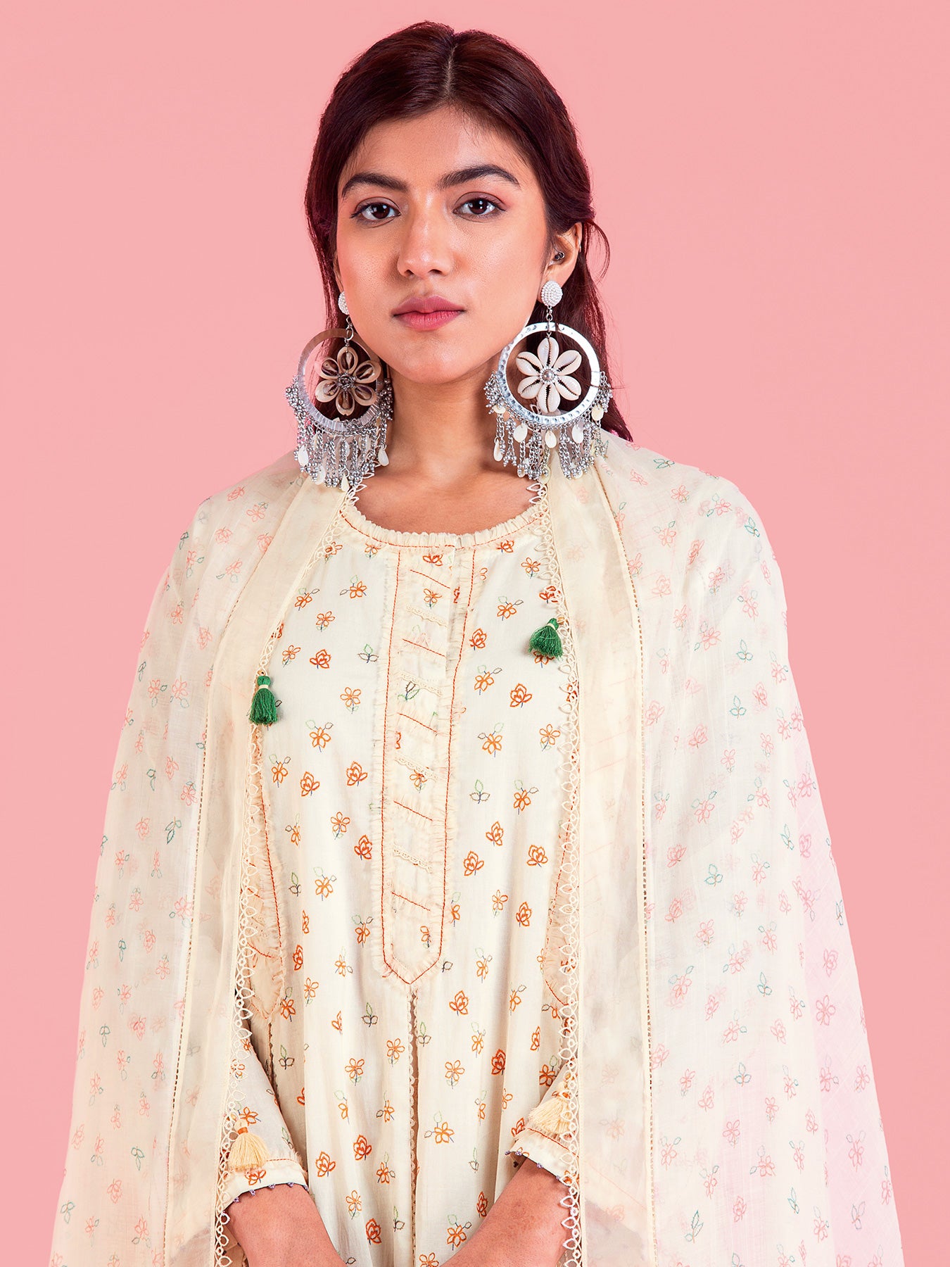 Frozen Off White A-Line Kurta Set