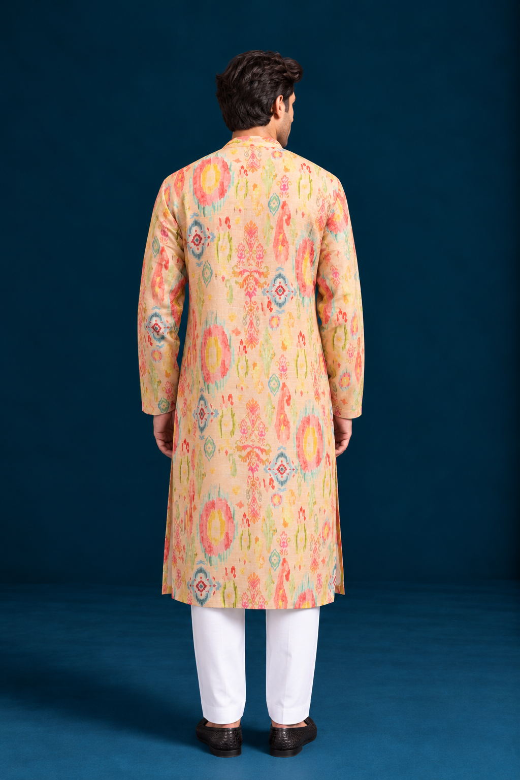 Naqsh Ikat-Inspired Printed Men's Kurta - Multi Pink