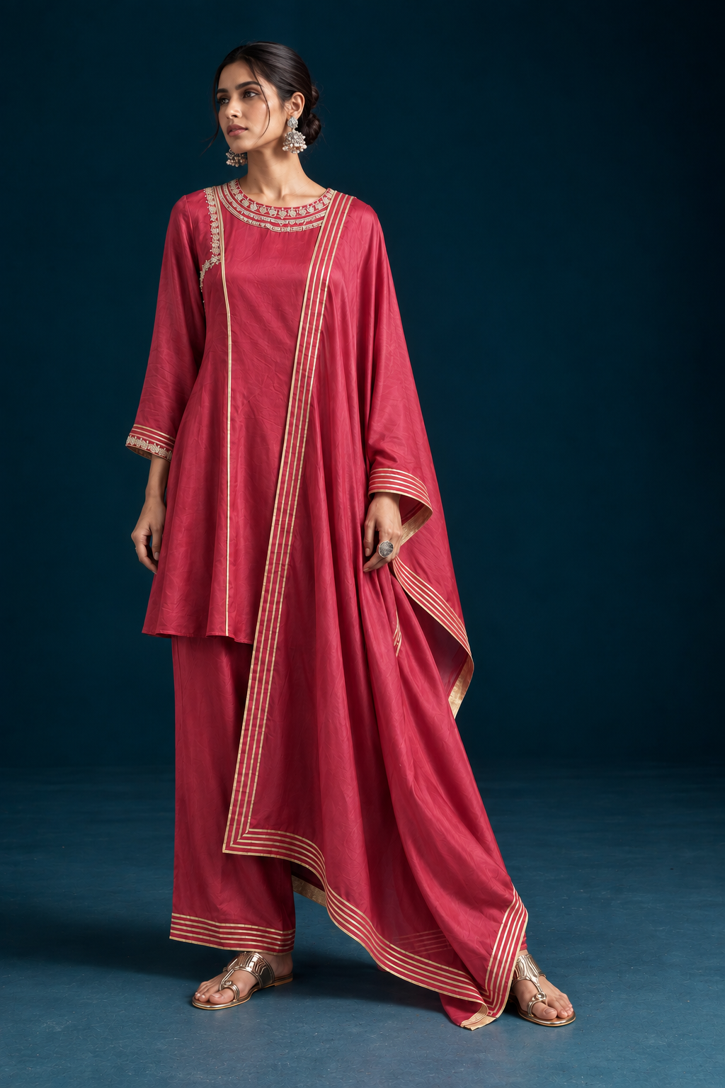 Safa Embroidered Kurta set - Maroon