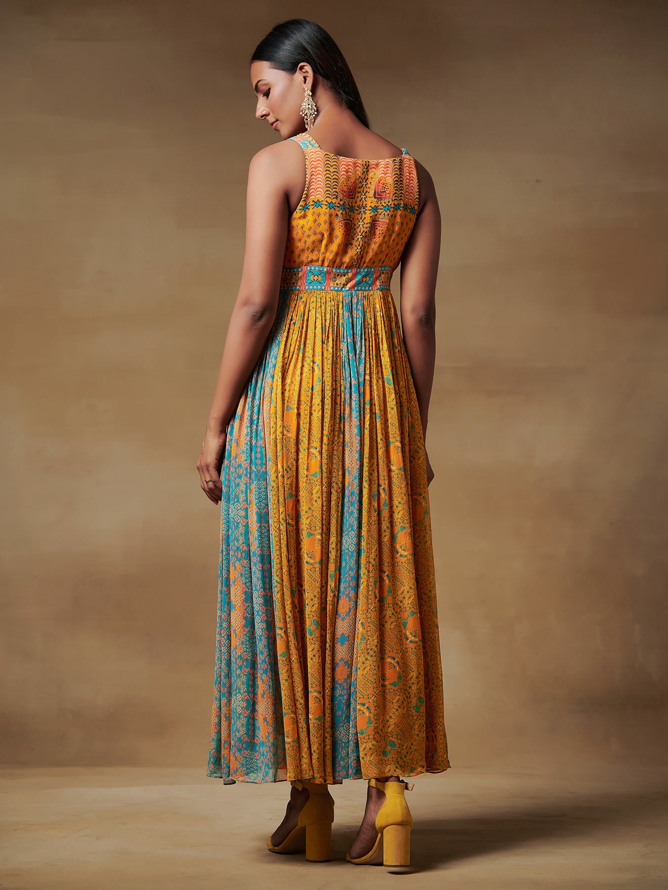 Mizo Blue Brown Long Dress