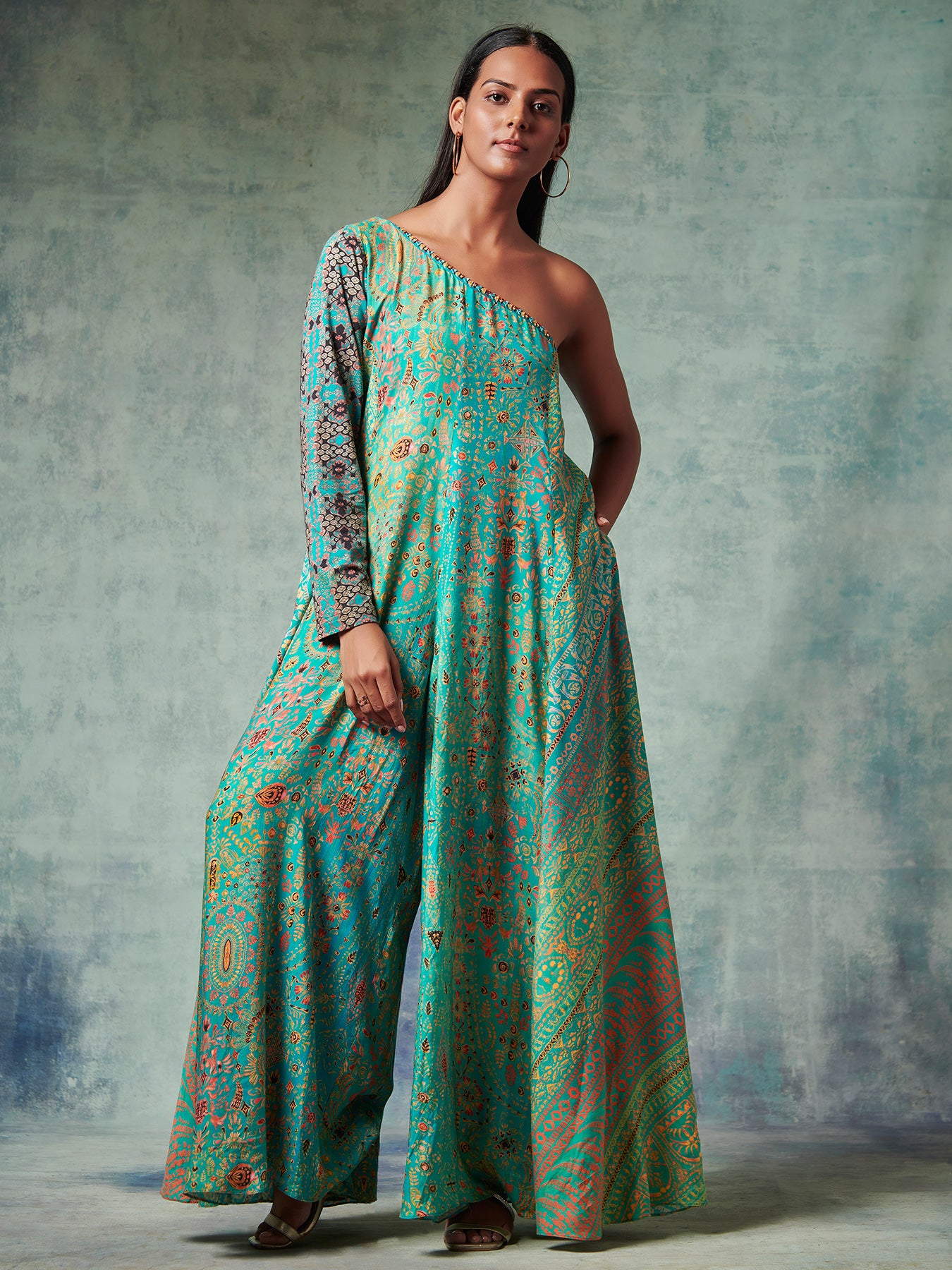 Mizo Aqua Off Shoulder Jumpsuit
