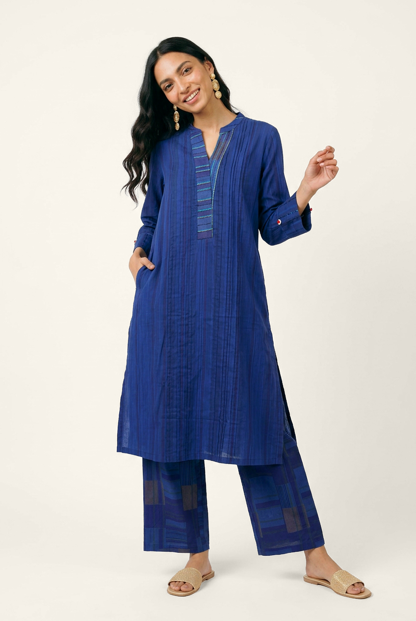Blue Ledger Kurta Set - Blue