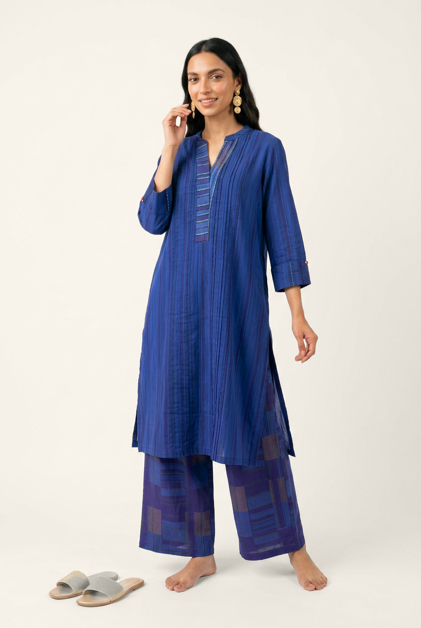 Blue Ledger Kurta Set - Blue