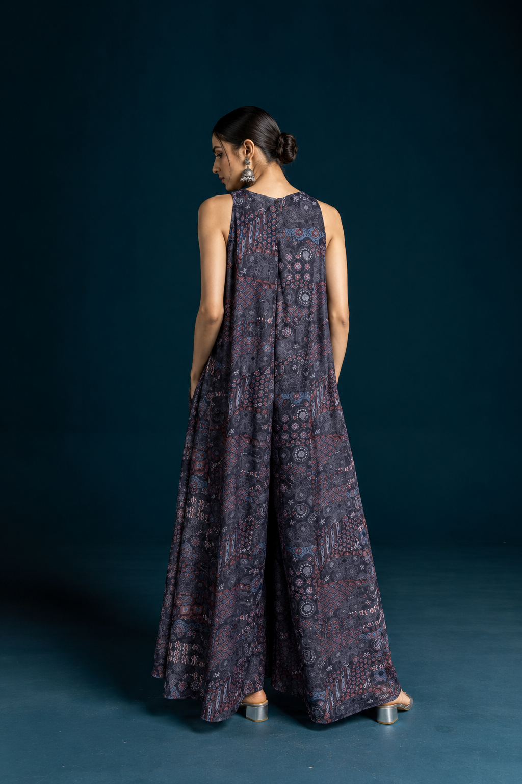 Maya Ajrakh-inspired Jumpsuit - Black