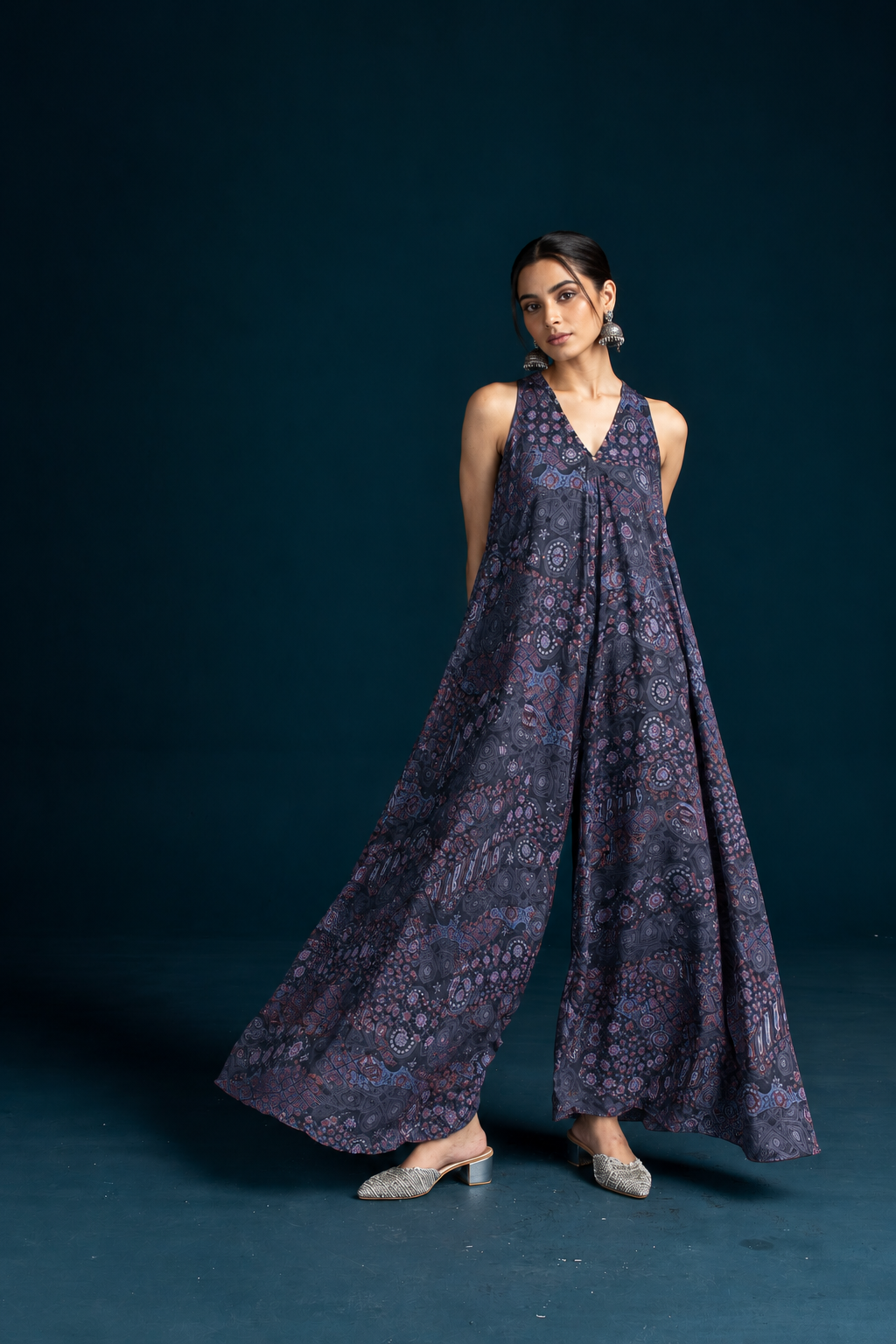 Maya Ajrakh-inspired Jumpsuit - Black