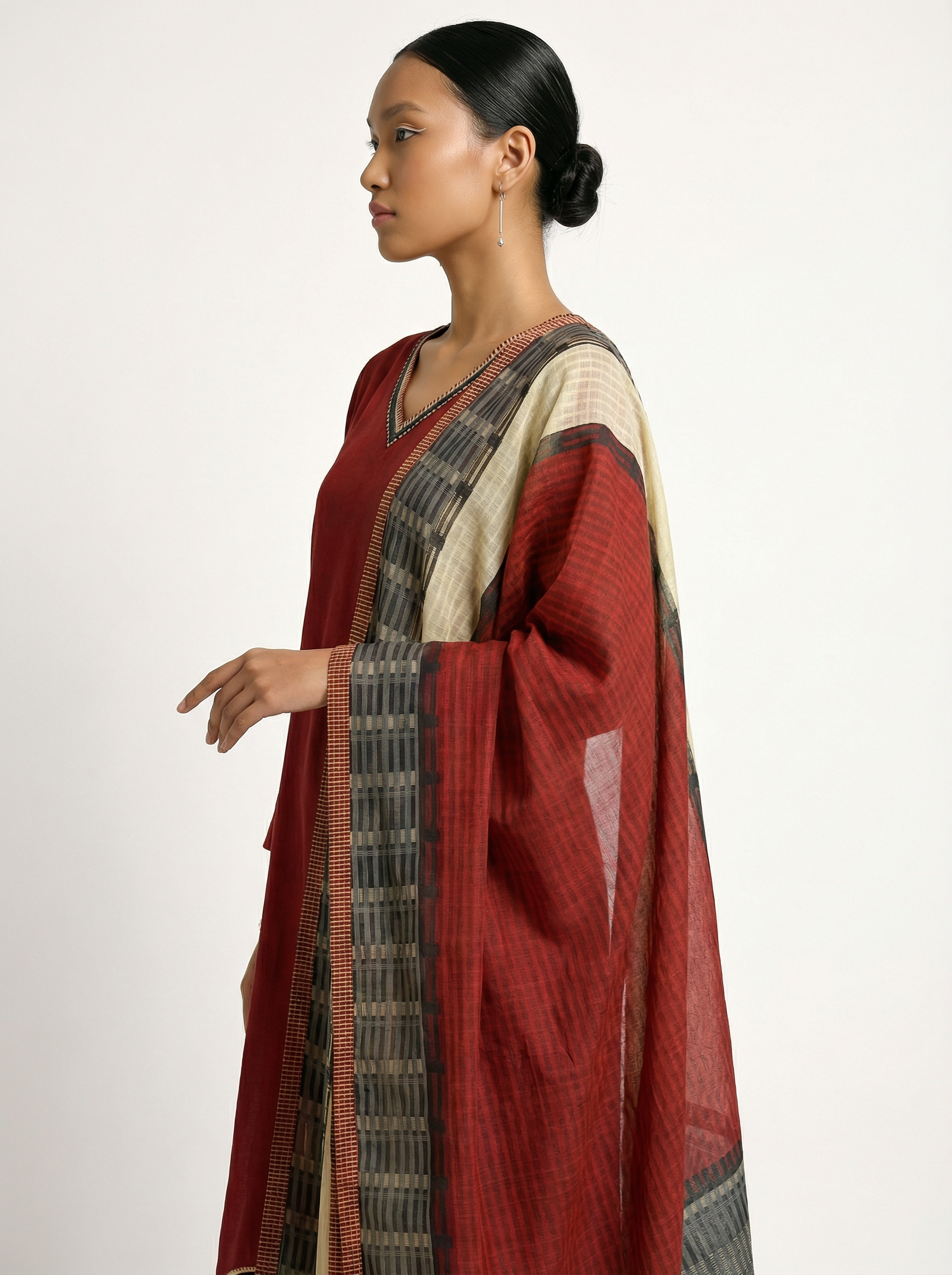 Crimson Brief Kurta Set - Red