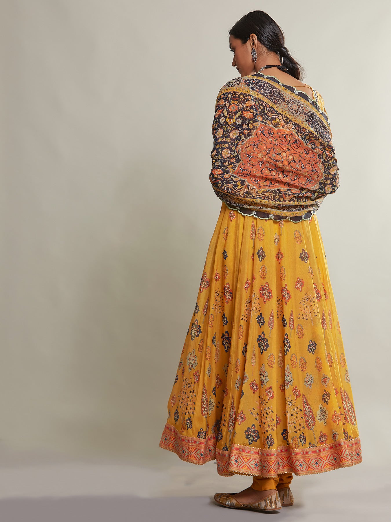 Nazm Tuscan Yellow printed Anarkali set
