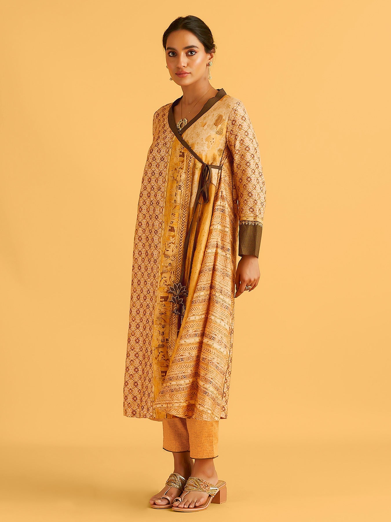 Orchha Light Brown Angrakha Kurta Set