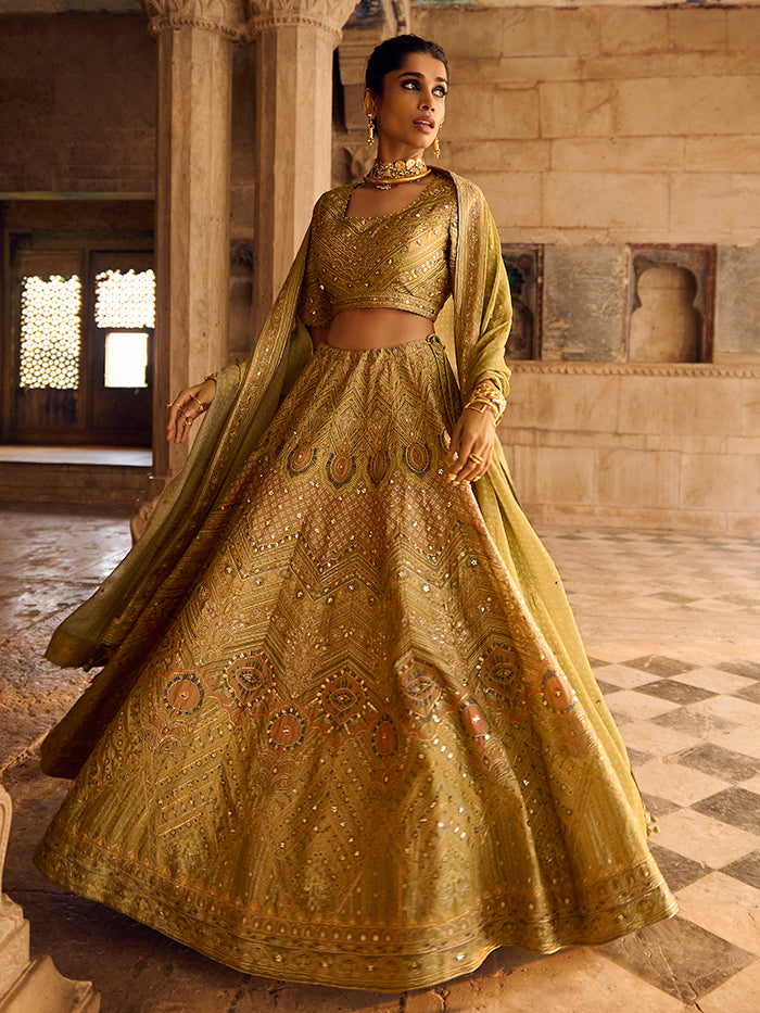 Damayanti Lehenga Set - Green