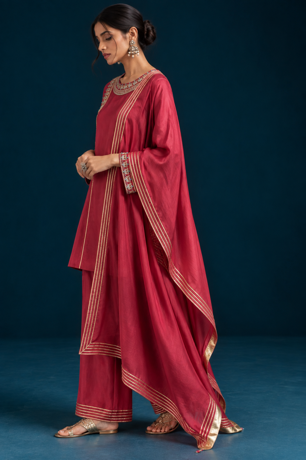 Safa Embroidered Kurta set - Maroon