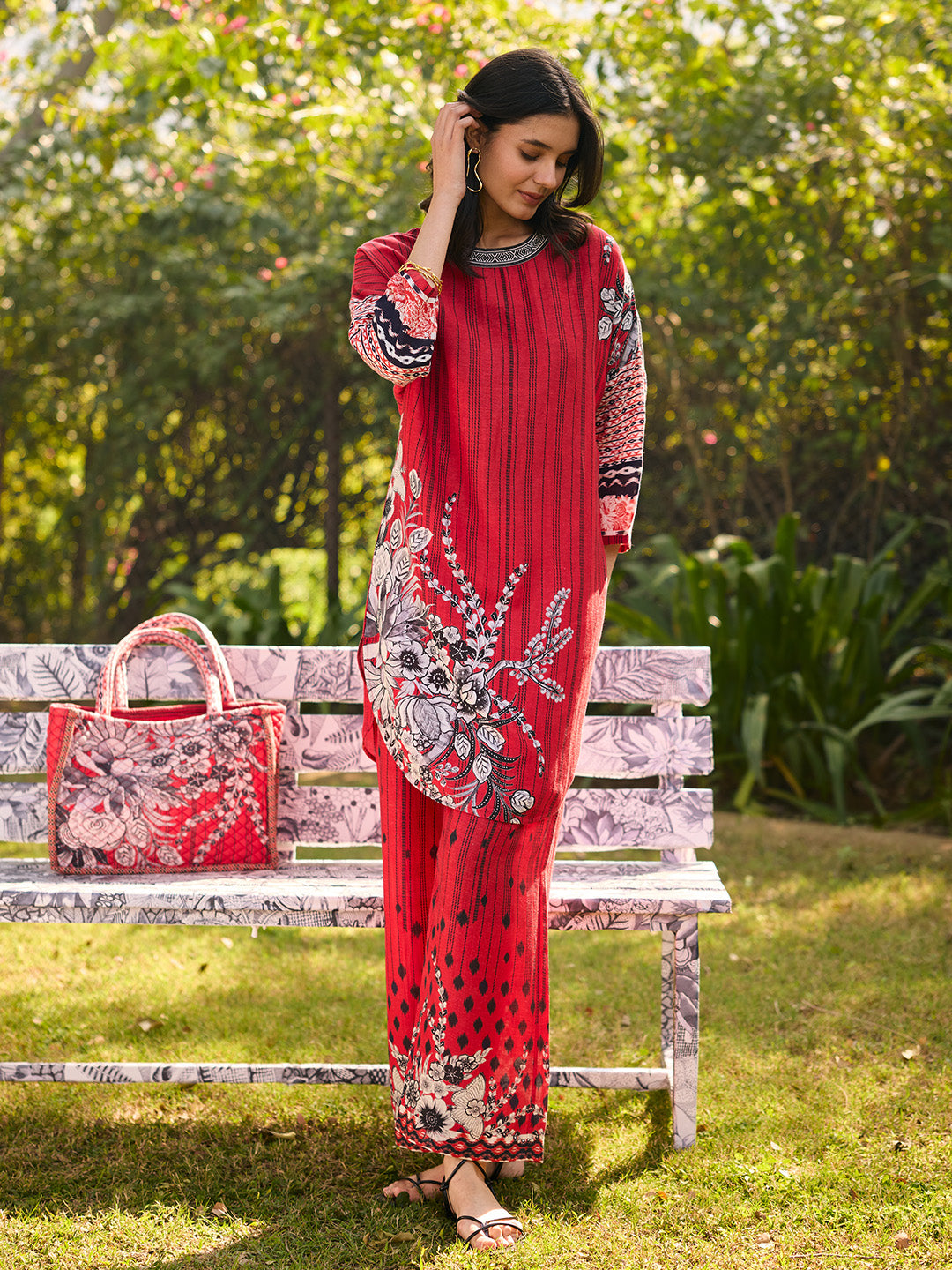 Katha Co-ord Set - Red