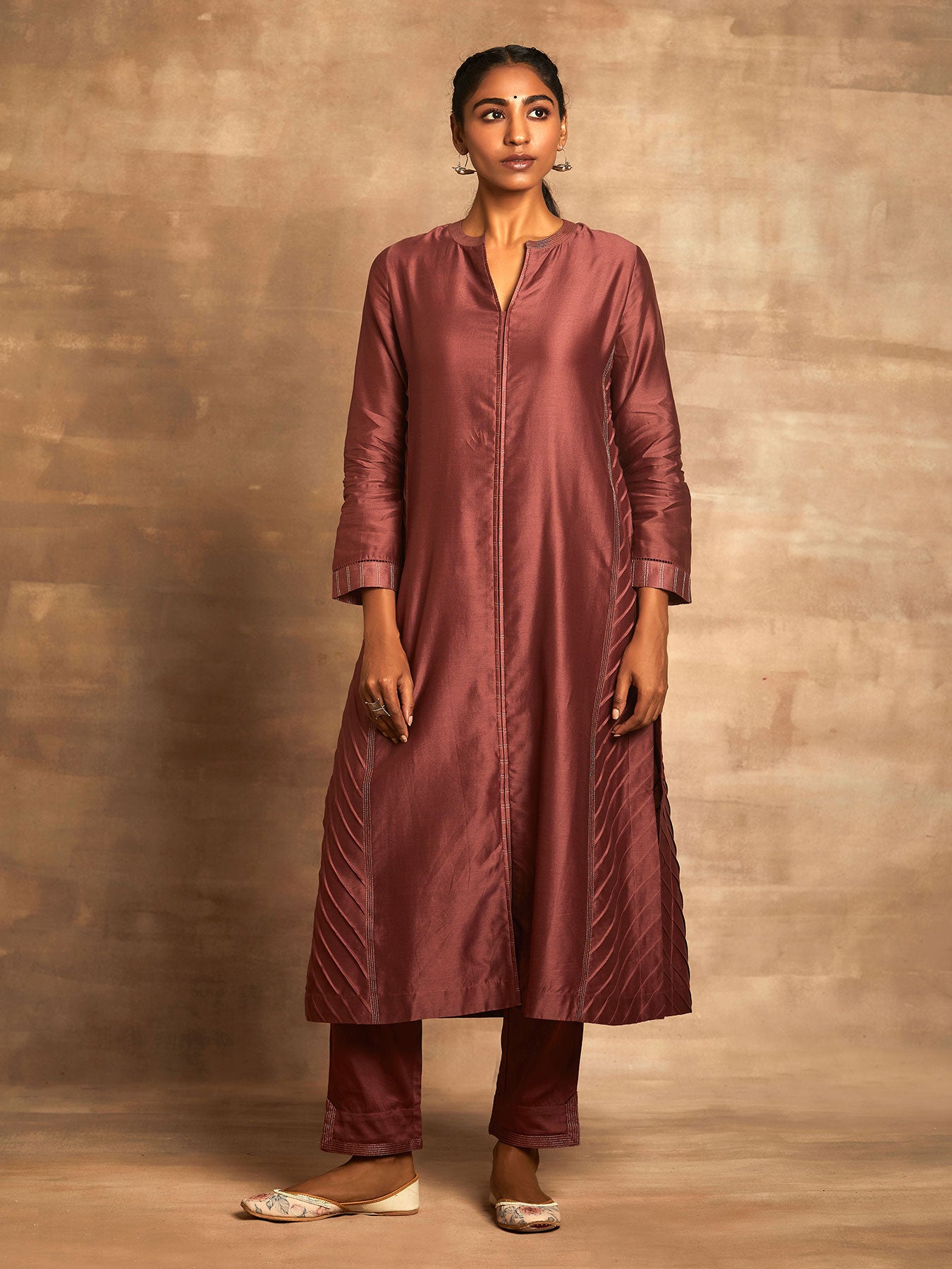 Azeez Wine Color Kurta Set