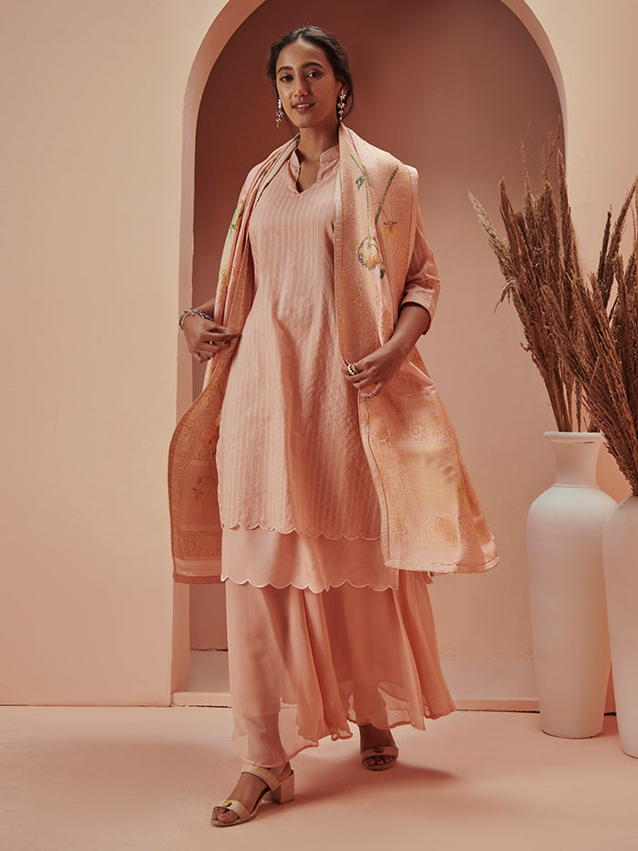 Alaric Salmon Pink Layered Kurta