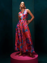 Fushia Printed Jumpsuit | Shop Saundh