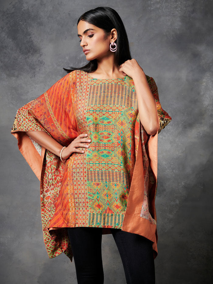 Alaay Orange Kaftan Top