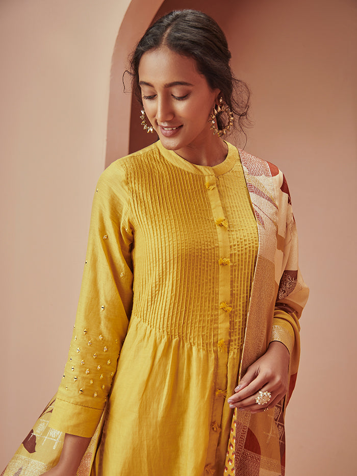 Azeez Bright Yellow Kurta Set