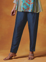 Blue Silk Straight Pants | Shop Saundh