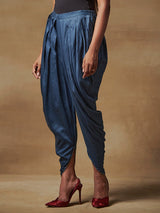 Blue Silk Dhoti Pants
