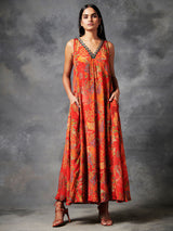Red Sleeveless Jumpsuit | Shop Saundh