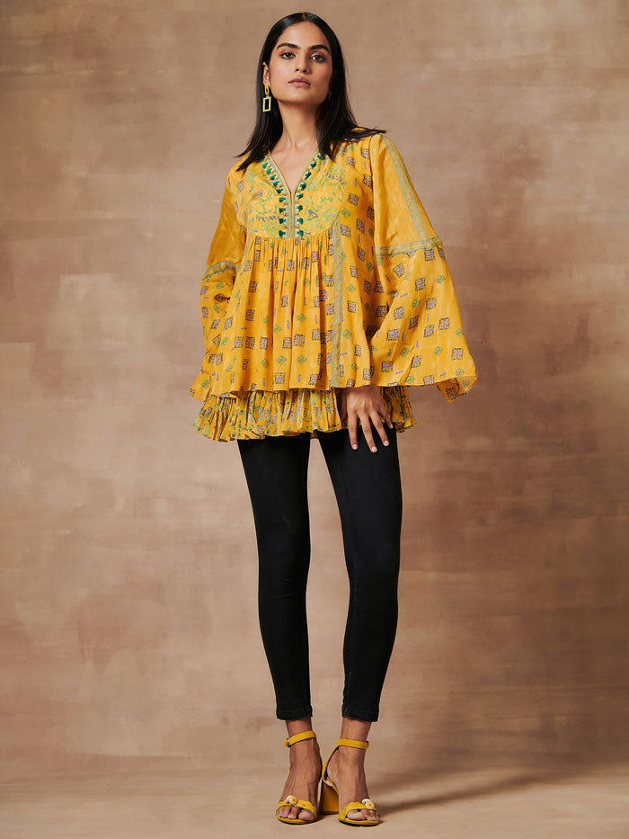 Darkha Yellow Flared Top