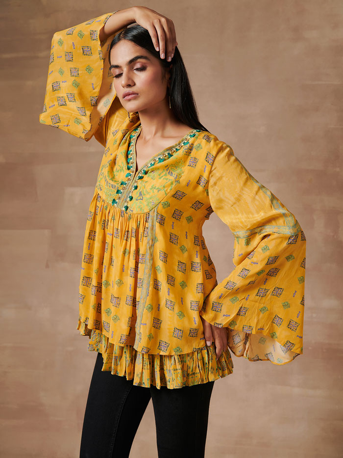 Darkha Yellow Flared Top