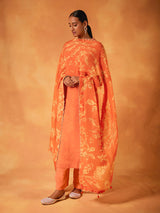 Tangerine Printed Kurta Set | Shop Saundh
