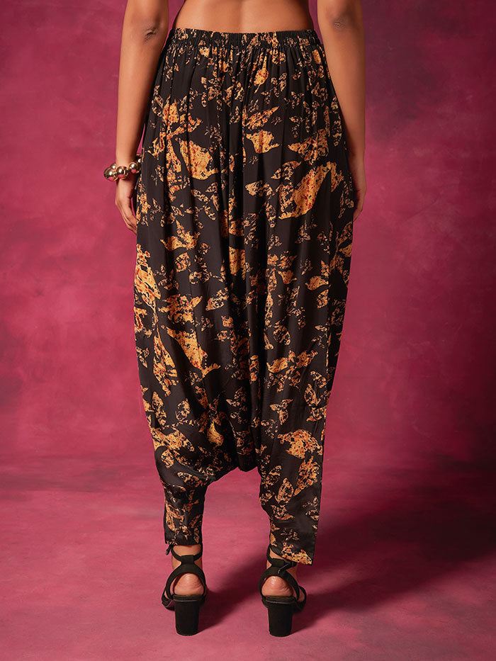 Black Printed Zouave Pants | Shop Saundh