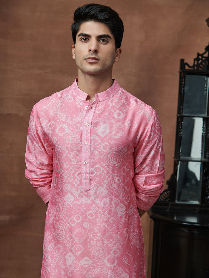 Blush Pink Bandhani Printed Kurta | Shop Saundh Man