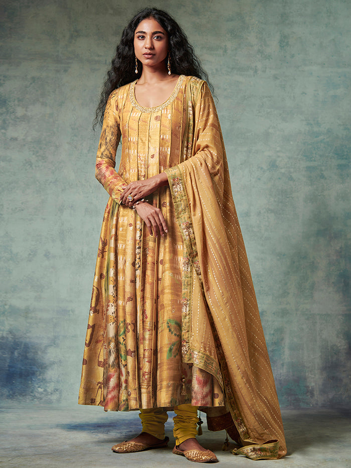 Yellow Anarkali Kurta Set with Dupatta | Shop Saundh