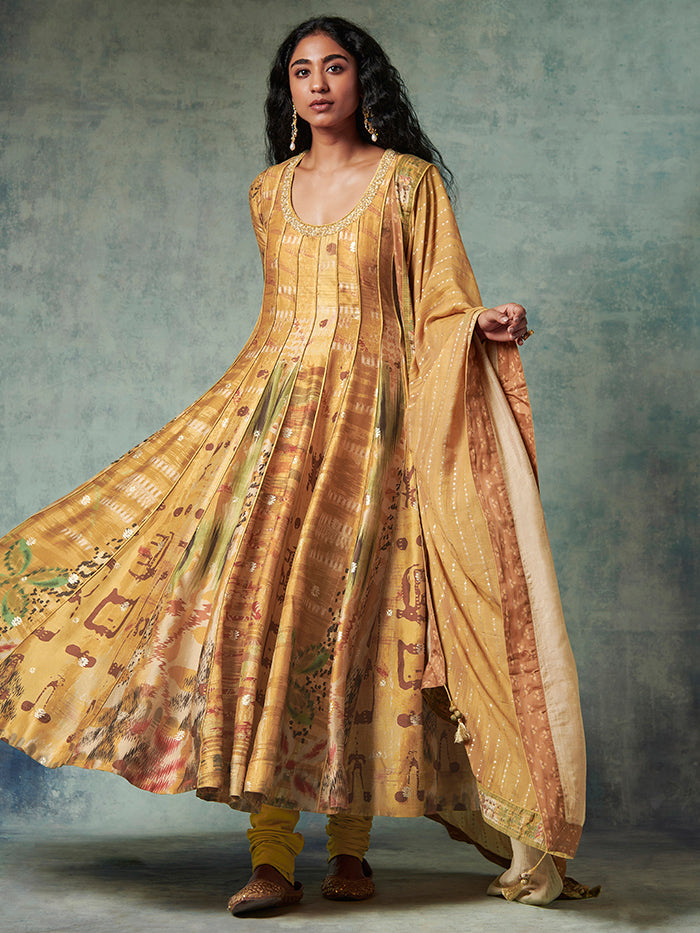 Yellow Anarkali Kurta Set with Dupatta | Shop Saundh