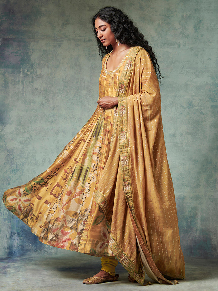 Yellow Anarkali Kurta Set with Dupatta | Shop Saundh
