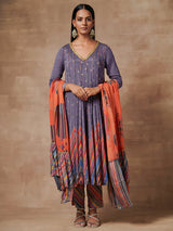 Purple Orange Anarkali Set with Dupatta | Shop Saundh