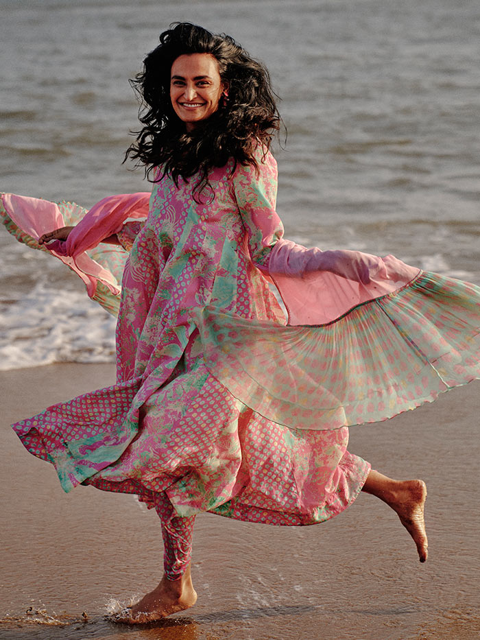Preet Pink and Green Kurta Set | Shop Saundh 
