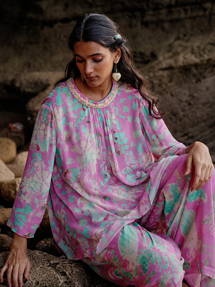 Pink Printed Keya Co-ord Set| Shop Saundh 

