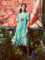 Prairie Green Long Dress | Shop Saundh