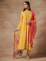 Yellow Red Kurta Set with Dupatta | Shop Saundh
