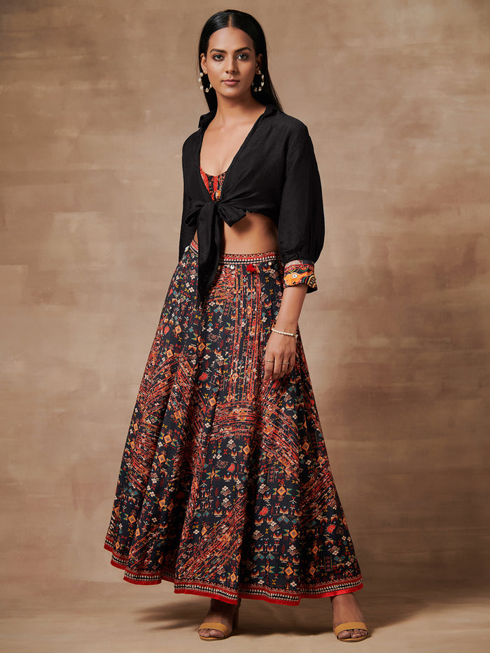 Shanao Crop Top Skirt with Shrug