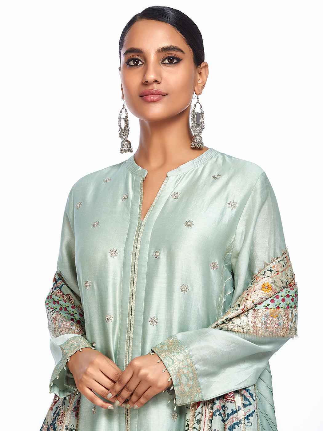 Suzandori Bondi Mint Slit Kurta Set