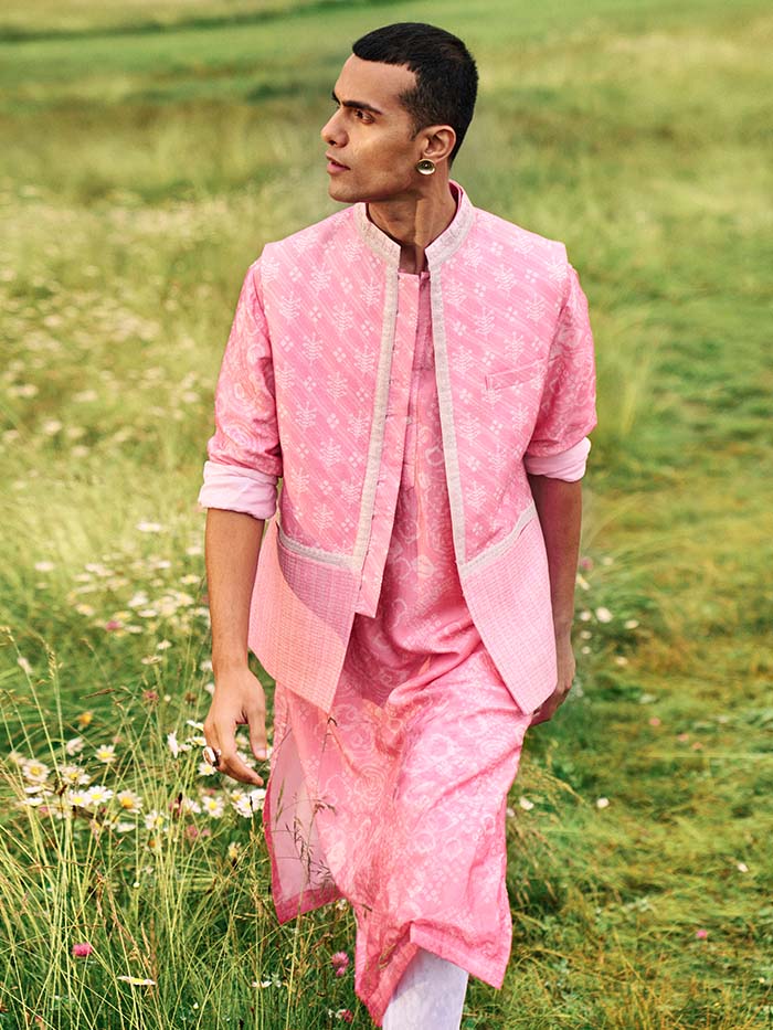 Blush Pink Bandhani Printed Kurta | Shop Saundh Man