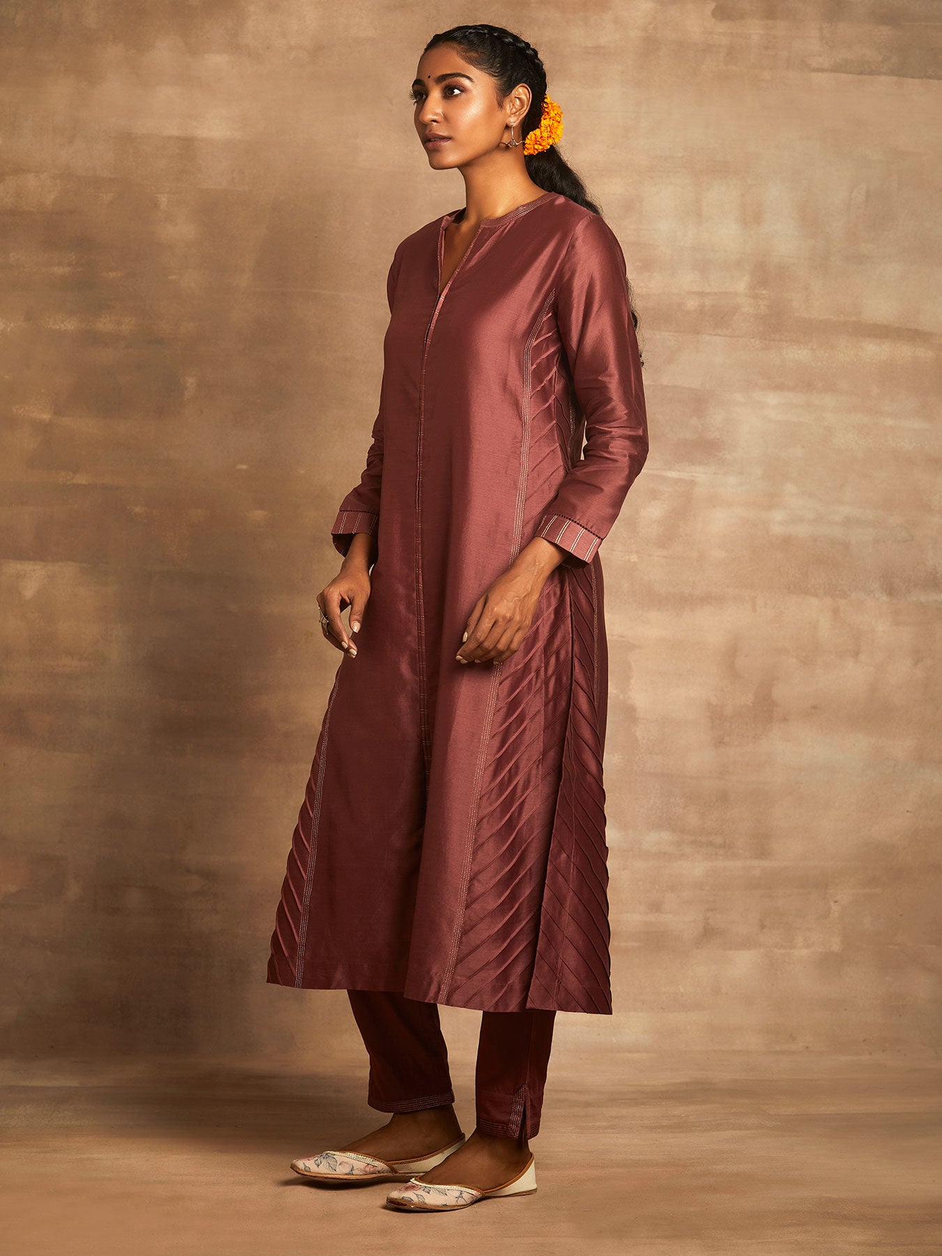 Azeez Wine Color Kurta Set