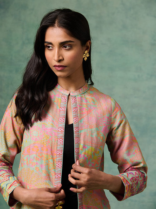Pink Printed All-Day Jacket | Shop Saundh