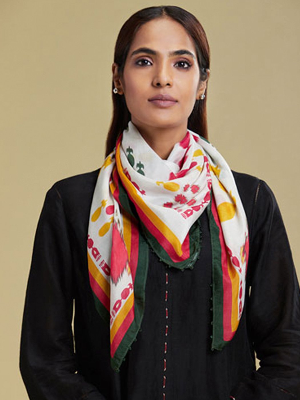 Ajrak cotton silk printed scarf