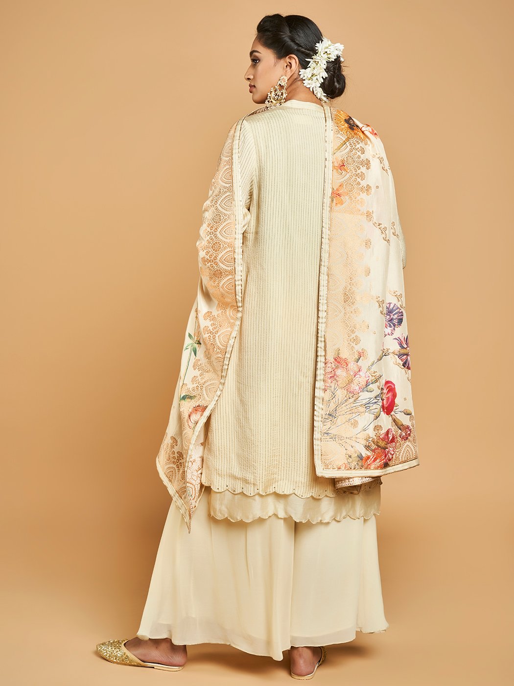 Alaric Cream Colored Layered Kurta Set