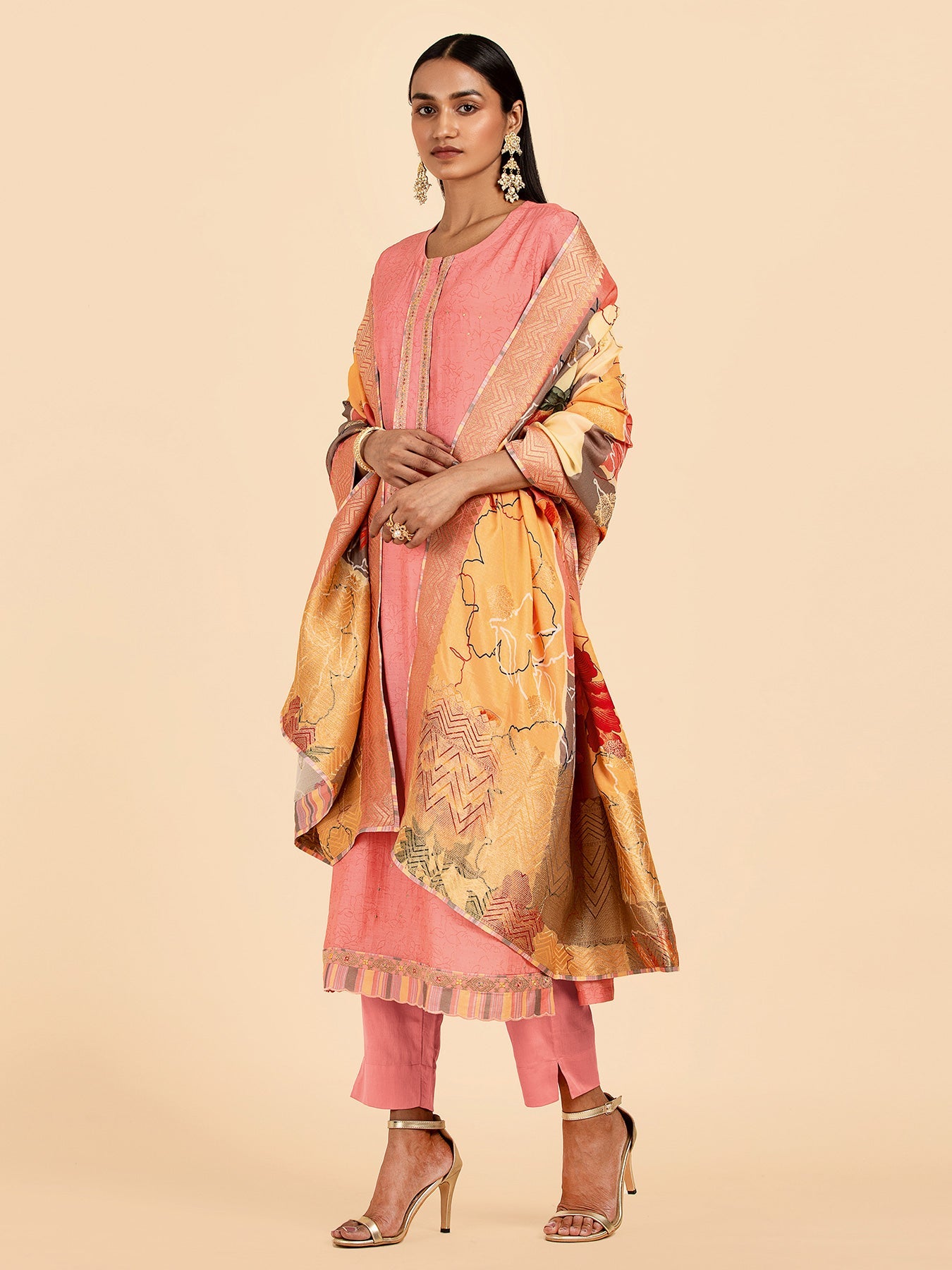 Pink Unstitched Silk Suit | Shop Saundh