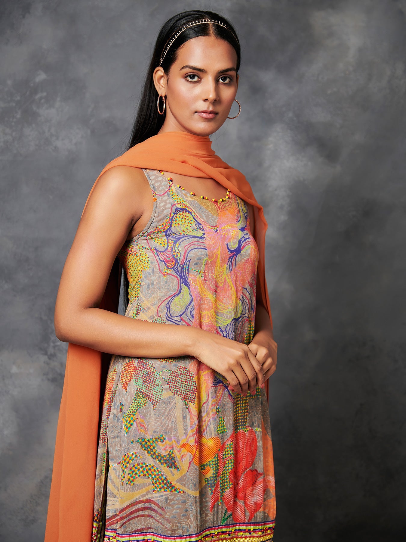 Konyak Orange Kurta Sharara Set with Dupatta