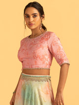 Mysore Mint Green and Pink Lehenga | Shop Saundh